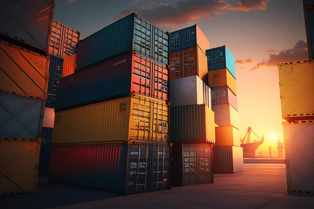 containers at sunsetの素材