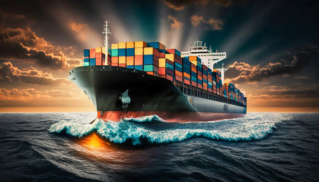 ship in the seaの素材