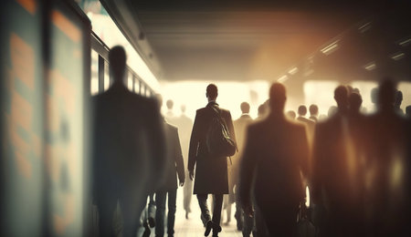 people walking in the cityの素材