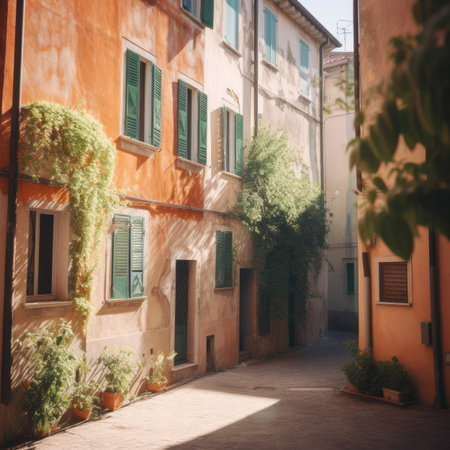 street in the town of island countryの素材