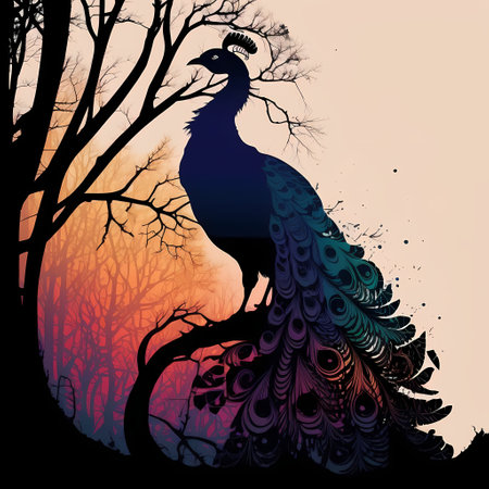 peacock in the sunsetの素材