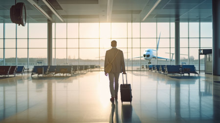 people walking in the airportの素材