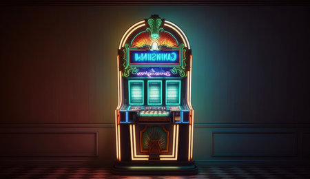 vintage machine with moneyの素材