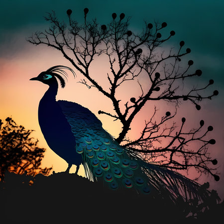 peacock in the sunsetの素材