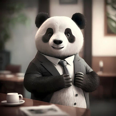 panda bear with bambooの素材