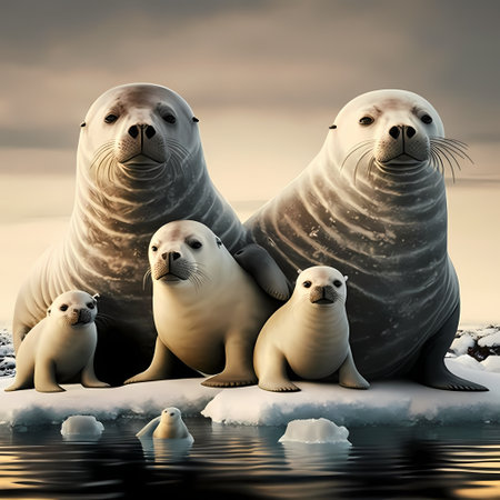 sea lions on the beachの素材