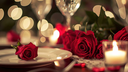 candles and rose petalsの素材