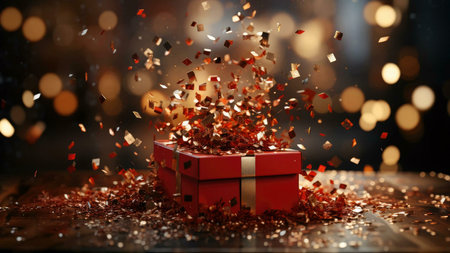 christmas gift box with lightsの素材