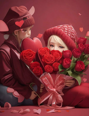 couple with rosesの素材