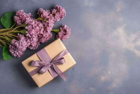 gift box and flowersの素材