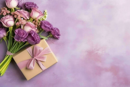 gift box with pink flowersの素材