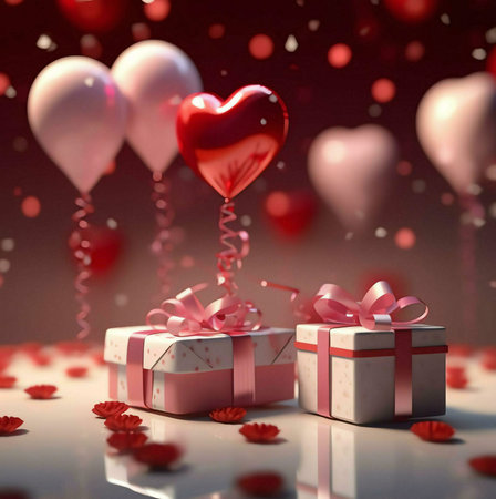 gift box with heartの素材