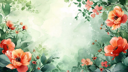 watercolor background with poppiesの素材