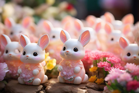 easter bunny and easter eggsの素材