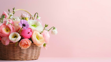 bouquet of tulips in a basketの素材