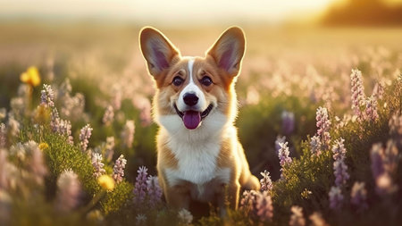 dog in the grassの素材