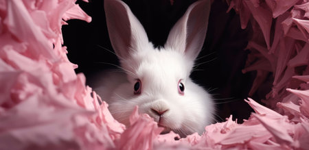 white rabbit on pink backgroundの素材