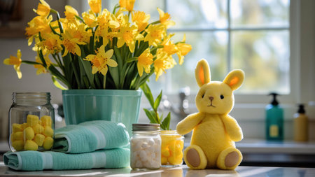 easter bunny and tulipsの素材