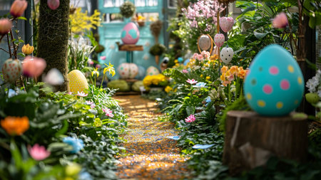 easter eggs and flowersの素材