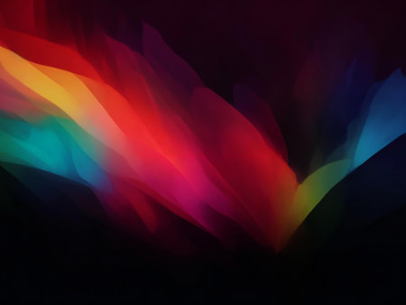 A vibrant digital artwork featuring abstract rainbow colors. Smooth gradients and flowing lines...