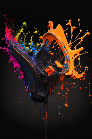 A captivating image showcasing a vibrant explosion of paint, creating a dynamic and abstract visual...