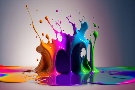 A captivating image showing a vibrant paint explosion, a burst of rainbow colors, dynamic and full...