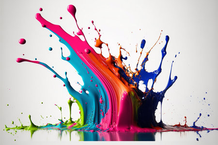 A captivating image of a vibrant paint explosion. The colors are bold and dynamic.