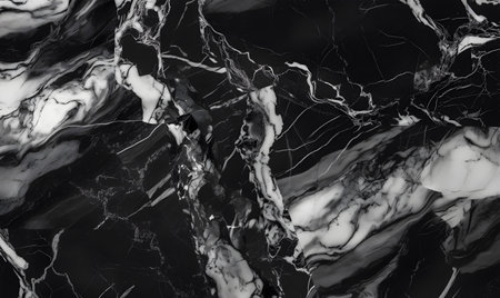 Close-up of black and white marble, showing its intricate veins and patterns. Abstract art texture, perfect for design.の写真素材