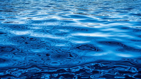 Stunning close-up of a blue water surface, showing ripples and reflections.