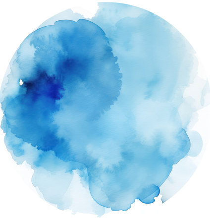 An abstract watercolor painting in shades of blue, evoking serenity and tranquility.の写真素材