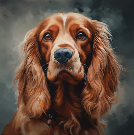 A captivating portrait of a cocker spaniel, showing its rich fur and expressive eyes.