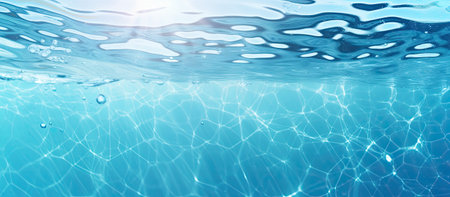 An underwater shot showcasing the beauty of crystal-clear water, sunlight rays filtering through, and a serene underwater scene.の写真素材