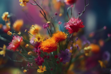 Close-up shot of a stunning bouquet bursting with various colors and textures.の写真素材