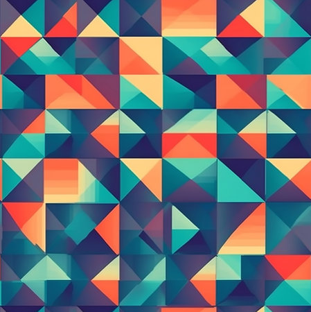 A vibrant abstract image featuring a geometric pattern of colorful triangles and blocks. Perfect for...