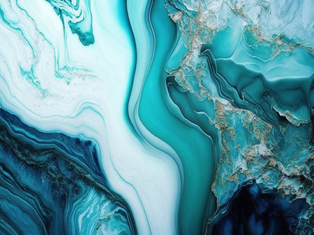 Mesmerizing teal and gold swirls in abstract fluid art. Beautiful, serene, and elegant.