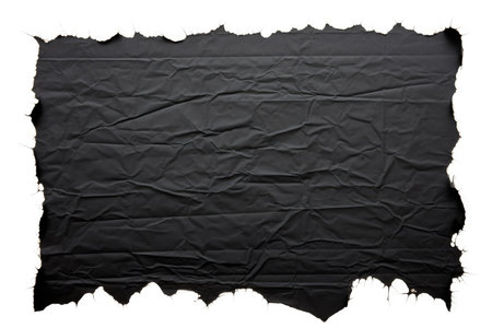 A high-resolution image of a crumpled black paper with torn edges, perfect as an abstract background or design element.の写真素材