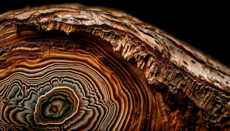 A detailed close-up of a polished agate geode showing its mesmerizing concentric bands and intricate patterns. The image highlights the unique beauty of natural formations.の写真素材