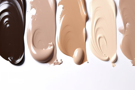 Various foundation shades, smoothly applied, showcasing a range of skin tones.