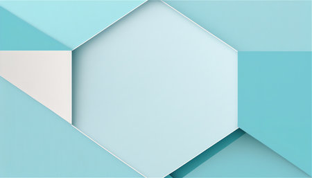 Abstract geometric background with teal and white polygons. Clean and simple design.の写真素材