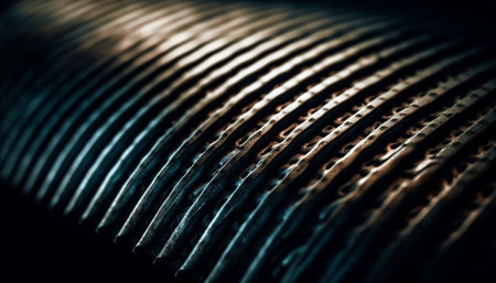 A striking close-up revealing the intricate texture of parallel lines. Industrial design.の写真素材