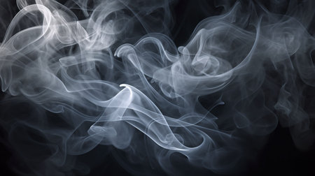 Abstract image of smoke against black. Gray swirls create a captivating texture.の写真素材