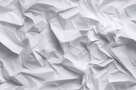 Crumpled white paper texture background. Abstract design element. Monochrome.の写真素材