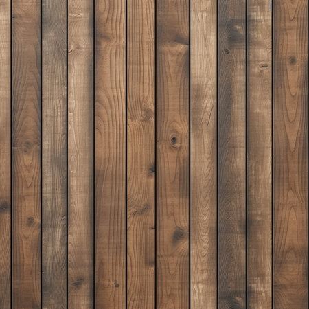 Close-up view of dark brown wooden planks, showcasing natural wood texture and grain.の写真素材