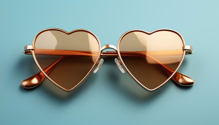 Stylish heart-shaped sunglasses with amber lenses and gold frames. Perfect summer accessory.