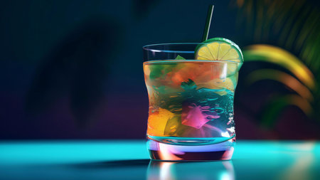 Close-up of a colorful summer cocktail in a glass. Perfect for a hot day.の写真素材