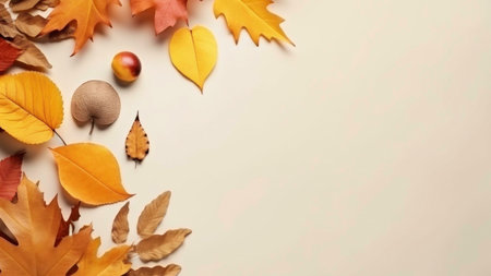 Autumnal background with vibrant leaves, perfect for seasonal designs or Thanksgiving.