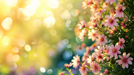 A beautiful close-up of pink flowers in full bloom against a bright, sunlit background.