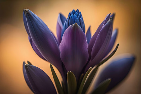 A close-up photograph of a purple flower bud, showing its delicate petals and soft texture.の写真素材