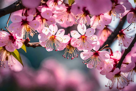 A close-up shot showing a delicate pink flower in full bloom. The petals are soft and velvety, with a vibrant pink hue that catches the light.の写真素材