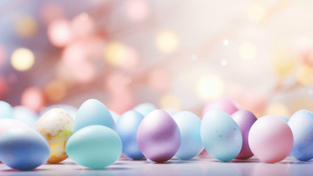 A collection of pastel colored Easter eggs, a symbol of spring and new beginnings.